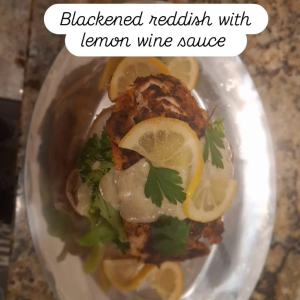 Blackend reddish with lemon wine sauce