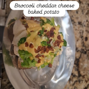 Broccoli cheddar cheese backed potato